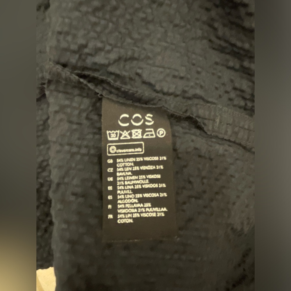 COS Blue Linen Tie Neck Shirt - Picture 5 of 5